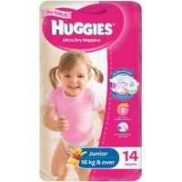 Huggies Ultra Dry Nappies Junior Girl 14 Pack