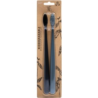 The Natural Family Co. Bio Toothbrush Pirate Black & Monsoon Mist Twin Pack