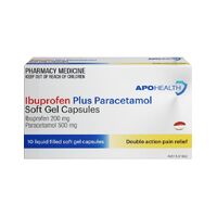 Apohealth Ibuprofen Plus Paracetamol 200mg/500mg 10 Soft Gel Capsules