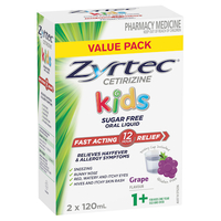 Zyrtec Kids Liquid Grape 120mL 2 Pack