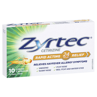 Zyrtec 10mg Liquid Capsule 10 Unscheduled