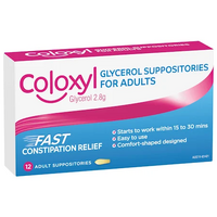 Coloxyl Glycerol Suppositories Adult 2.8G 12Pack