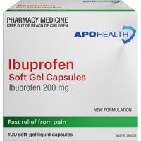 APOHealth Ibuprofen Liquid Soft Gel 200mg 100 Capsules