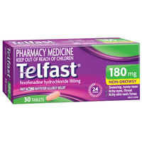 Telfast 180mg 30 Tablets | Fexofenadine Antihistamine (S2)