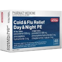Pharmacy Action Cold & Flu Relief Day & Night PE Tablets 48