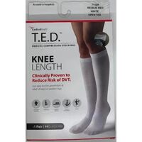 T.E.D. Anti-Embolism Stockings - Knee Length (Medium/Reg - 7115) White Open Toe