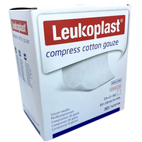 Leukoplast Compress Cotton Gauze Sterile White 8Ply 10x10cm 2 x 25 50 Pack