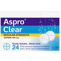 Aspro Clear Regular Strength 24 Tablets | Pain Fever Inflammation Relief