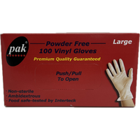 Pak Vinyl Powder Free Gloves Large 100 Pack