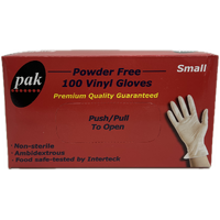 Pak Vinyl Powder Free Gloves Small 100 Pack