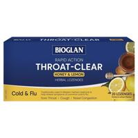 Bioglan Throat-Clear Honey&Lemon 20 Lozenges 