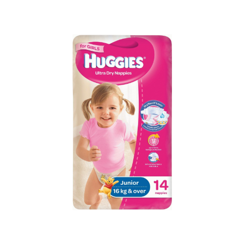 Huggies Ultra Dry Nappies Junior Girl 14 Pack