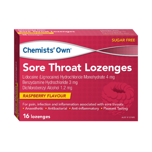 Chemists' Own Sore Throat Raspberry 16 Lozenges