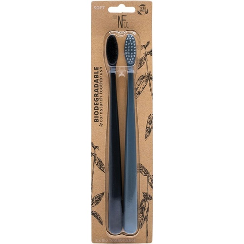 The Natural Family Co. Bio Toothbrush Pirate Black & Monsoon Mist Twin Pack