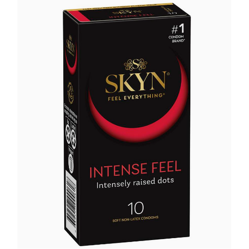 Skyn Intense Feel Condoms | Intensely Raised Dots | Soft Non Latex 10 Condoms