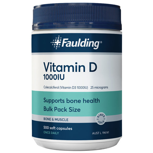 Faulding Remedies Vitamin D 1000IU | 500 Soft Gel Capsules