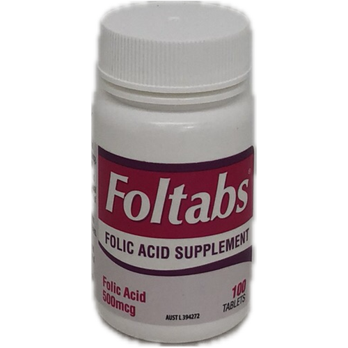 Foltabs 500 Folic Acid 100 Tablets 