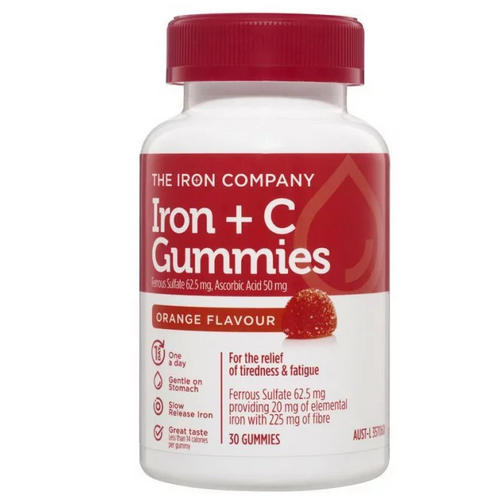 The Iron Company Iron + Vitamin C Gummies Orange 30 Pastilles