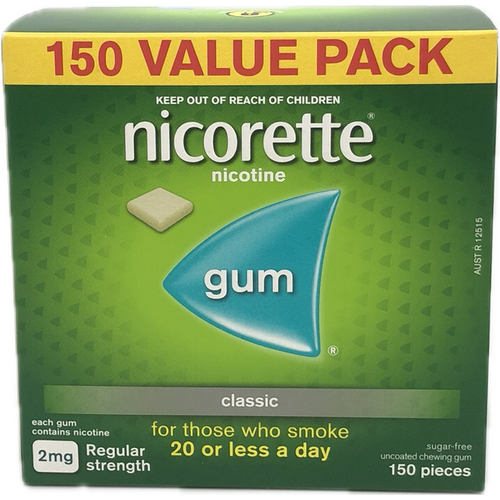 Nicorette Gum Classic Regular Strength 2mg 150 Pieces