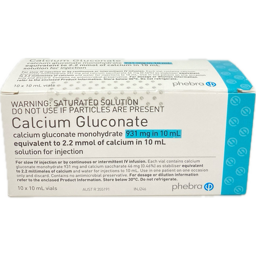 Calcium Gluconate Injection 10% 1g/10ml Vial x10