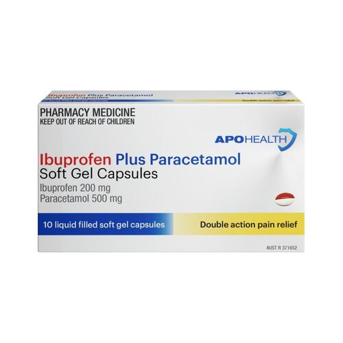 Apohealth Ibuprofen Plus Paracetamol 200mg/500mg 10 Soft Gel Capsules