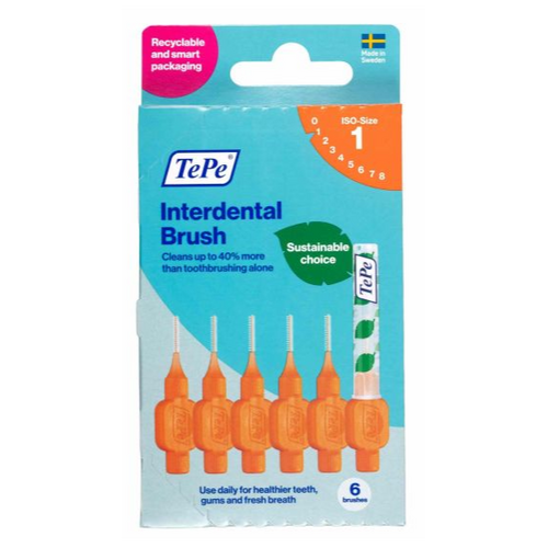 Tepe Interdental Brush 0.45mm Size 1 (Orange) 6 Pack