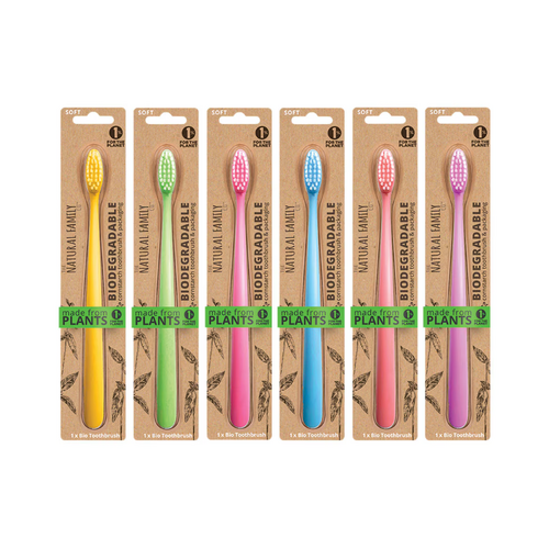 The Natural Family Co. Bio Toothbrush Neon (Single) Colour selected at random