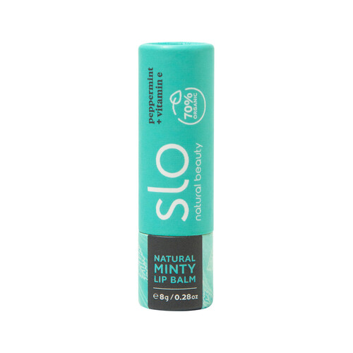 Slo Natural Beauty Organic Natural Minty Lip Balm Peppermint + Vitamin E 8g