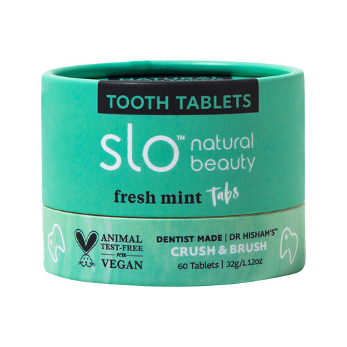 Slo Natural Beauty Tooth Tablets (Crush & Brush) Fresh Mint Tabs 60t