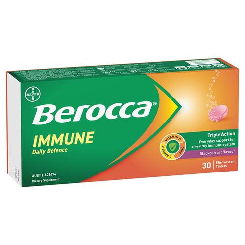 Berocca Immune Daily Defence Blackcurrant 30 Effervescent Tablets