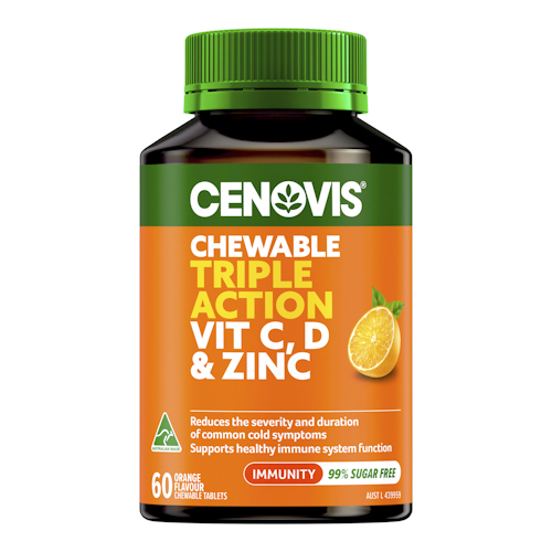 Cenovis Triple Vitamin C D3 & Zinc 60 Chewable Tablets