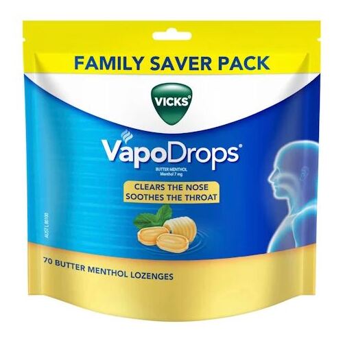 Vicks Butter Menthol VapoDrops 70 Lozenges