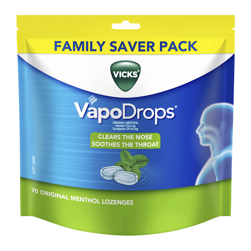 Vicks VapoDrops Original Menthol 70 Lozenges