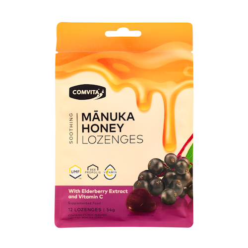 Comvita Manuka Honey Lozenges Elderberry Extract Vitamin C (12Pack)