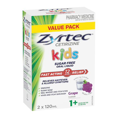 Zyrtec Kids Liquid Grape 120mL 2 Pack