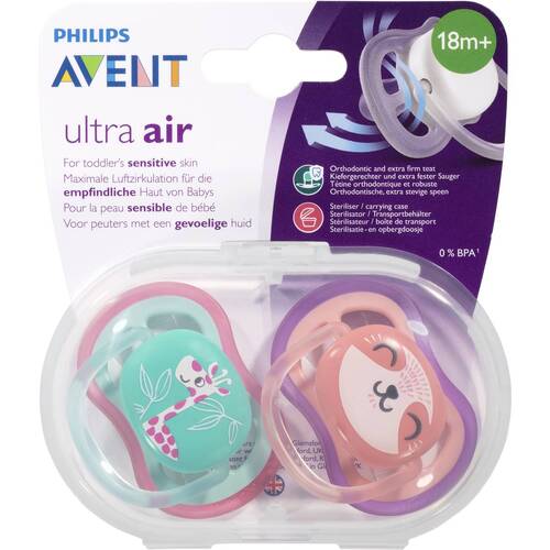 Avent Ultra Air Deco Soothers 18 months+ Assorted Colors 2 Pack 