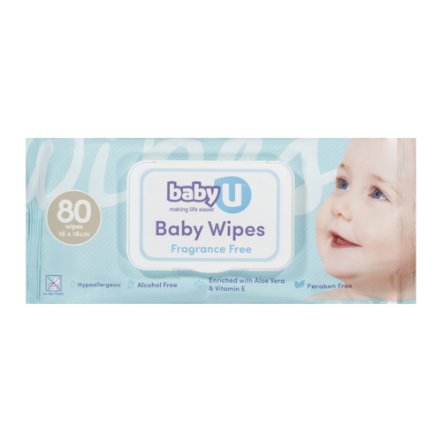 Baby U Baby Wipes Fragrance Free 80 Sheets