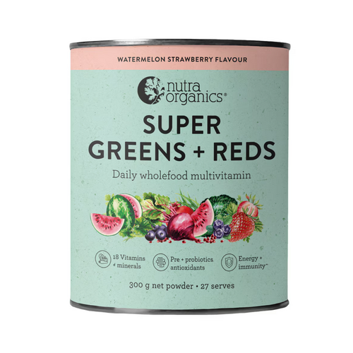 Nutra Organics Super Greens + Reds Watermelon Strawberry 300g