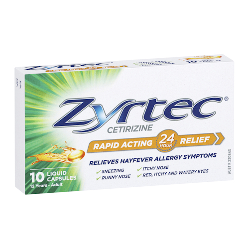 Zyrtec 10mg Liquid Capsule 10 Unscheduled