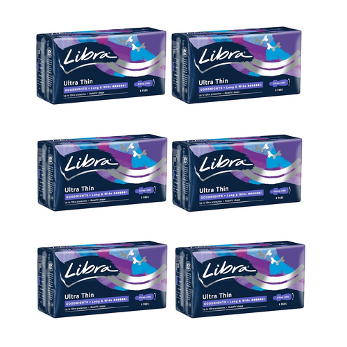 Libra Pads Ultra Thin Goodnight Long & Wide 6x6