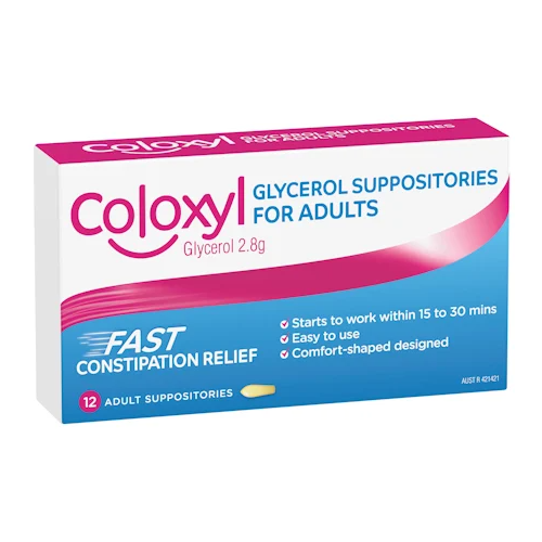 Coloxyl Glycerol Suppositories Adult 2.8G 12Pack