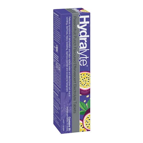 Hydralyte Passionfruit Punch Effervescent Electrolyte 20 Tablets