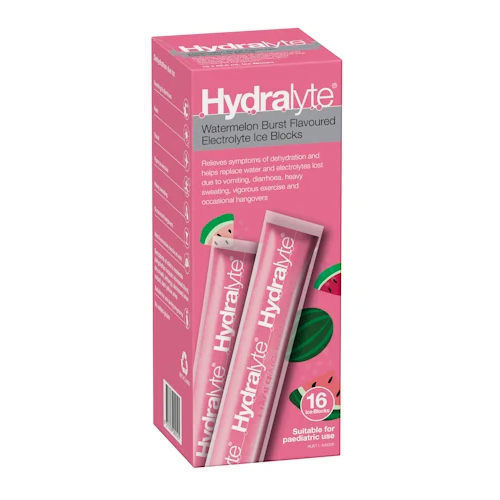 Hydralyte Watermelon Burst Electrolyte 16 Ice Blocks