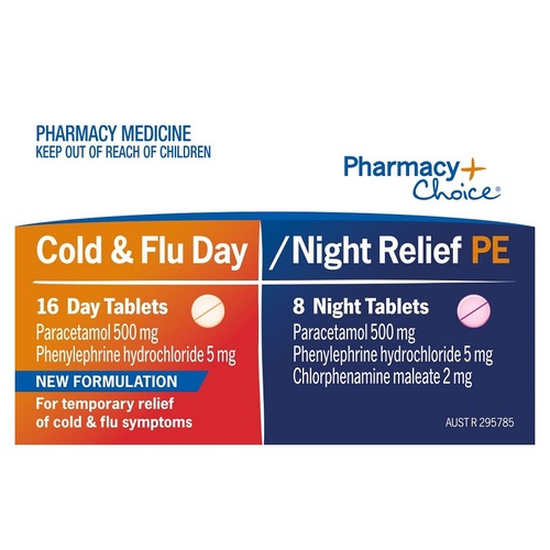 Pharmacy Choice Cold & Flu Day & Night Relief PE 24 Tablets
