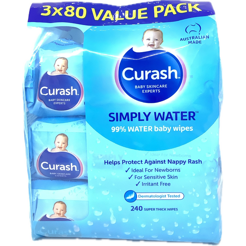 Curash Baby Water Wipes 3 x 80