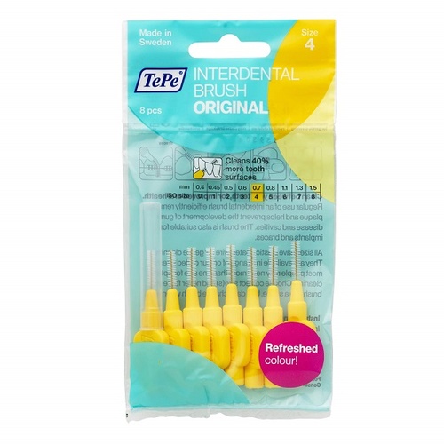 TePe Interdental Brush Original Yellow 0.7mm size 4 - 8pcs