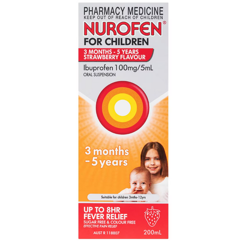 Nurofen for Children 3 Months - 5 Years Strawberry Flavour 200mL (S2)