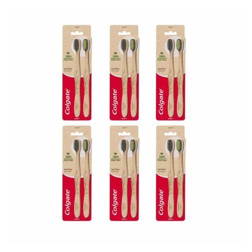 Colgate Bamboo Charcoal Soft Toothbrush 2 Pack [Bulk Buy 6 Units]