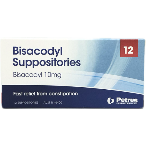 Bisacodyl BP 10mg Suppositories 12 Pack