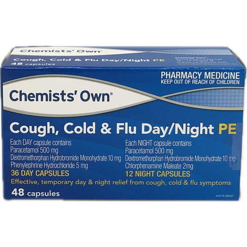 Chemists' Own Cough, Cold & Flu Day/Night PE 48 Capsules (S2)